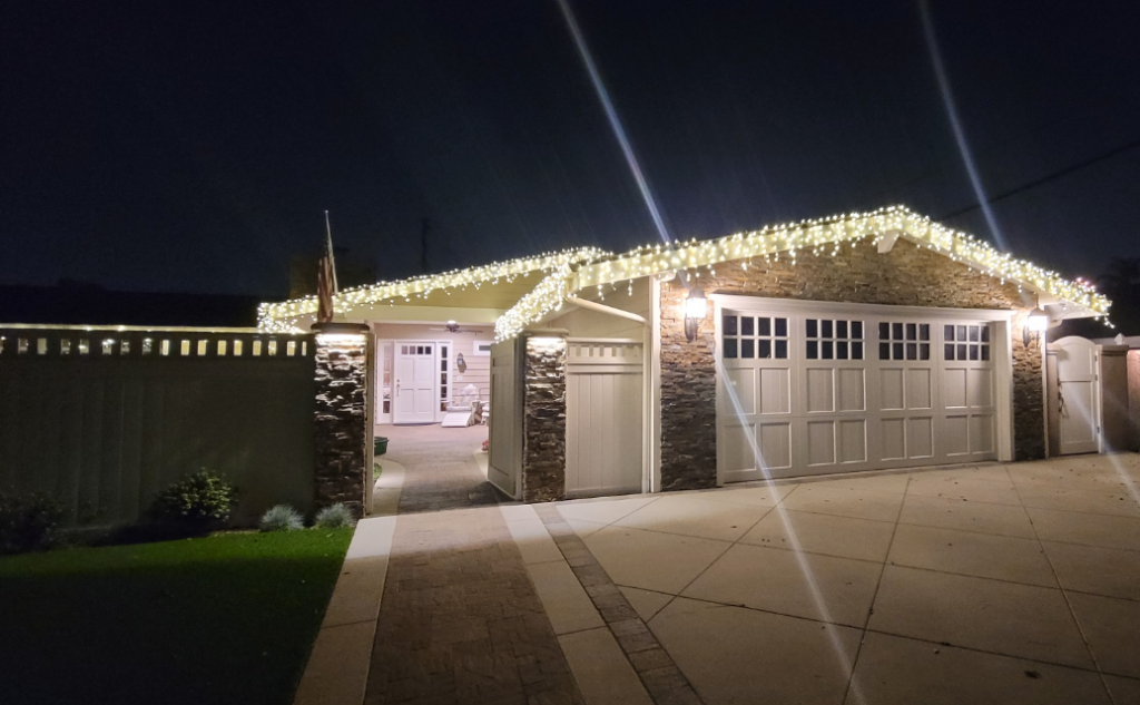 single story home lights installed